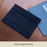 Leder Kartenhalter in blau aus genarbtem Leder mit kostenloser Prägung - blau | MERSOR