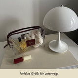 Kosmetiktasche genarbtes Leder | Dunkelrot & Gold – Vorbestellung