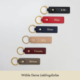 Schlüsselanhänger Classic genarbtes Leder | Beige & Gold