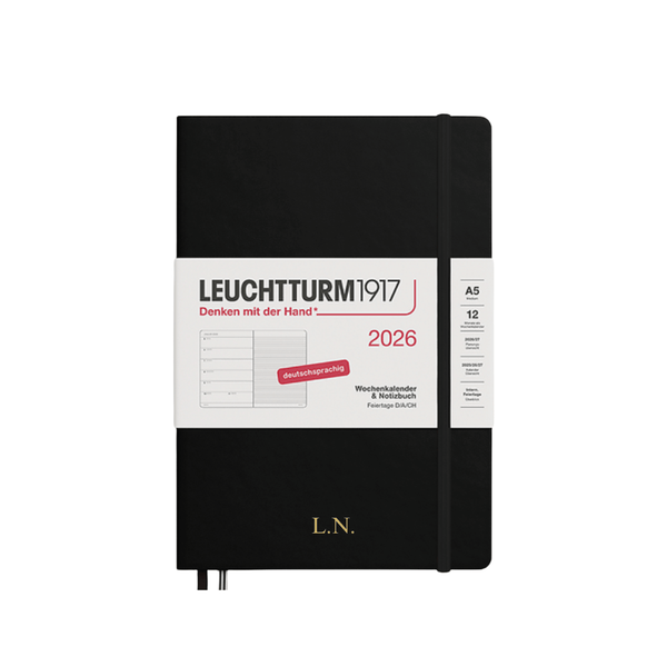 Wochenkalender 2026 A5 Hardcover | Schwarz