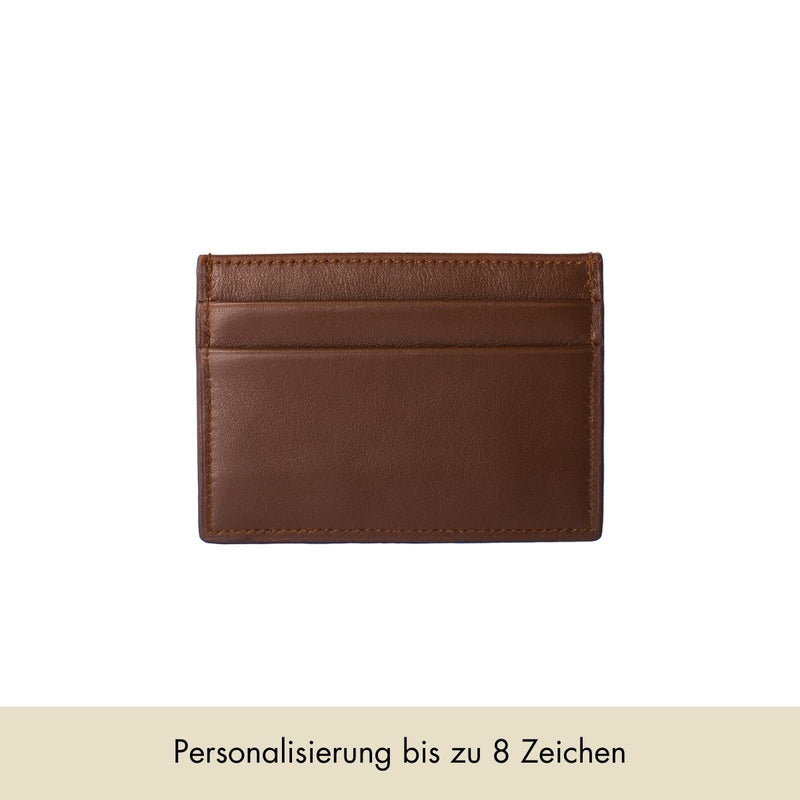 Kartenhalter aus Leder in Braun mit kostenloser Personalisierung - Braun | MERSOR